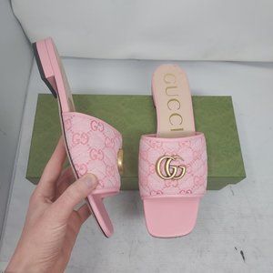 Gucci Pink GG Jolie Quilted Slide Sandals